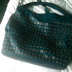 Teal leather purse